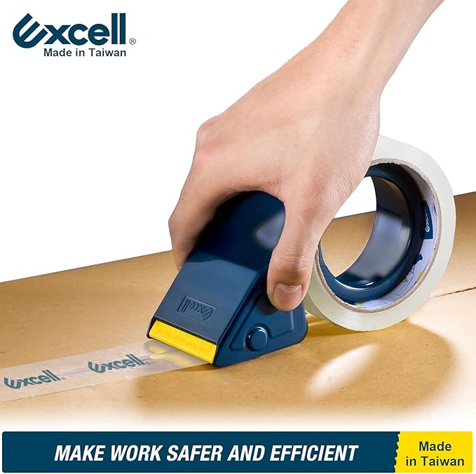 Excell SH-2508TRA2 Lightweight Packaging Tape Dispenser (2" Wide): Easy-to-Handle Plastic Design. For Shipping, mailing, and Carton Sealing. Features Retractable Blade Cover for Safety. (1Gun + 2Tapes
