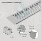 Vent Systems 16 x 3 Inch (Outer Dimensions) Air Supply Ventilation Grille - Pack of 2 - Silver Aluminum Rectangle Intake/Exhaust Door Vent Deflector - HVAC for Home Improvement Floor, Wall Duct Cover