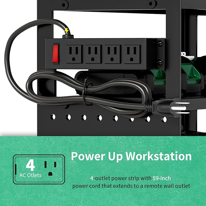 Power Tool Organizer Wall Mount, Modular Tool Storage Rack with Charging Station, 4 Layers Heavy Duty Metal Tool Rack with 8 Drill Holder, Utility Racks for Garage Workshop, Gifts for Men