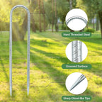 12 INCH 8 Pack Trampoline Stakes, U Shaped Ground Anchors Wind Stakes, Heavy Duty Trampoline Parts, Steel Stakes for Trampolines, Outdoor Canopies, Camping Tents and Football Goals, Silver