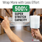 5" x 1000' Industrial Strength Mini Stretch Wrap with Extended Core Handles, Ready to Use Pack of 12 Clear Stretch Film Rolls, 80 Gauge, 500% Elongation - Shrink Wrap for Moving, Packing