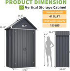 AECOJOY Outdoor Storage Cabinet Waterproof, Vertical Tall Sheds Cabinet with Shelves and Double Door, Garden Tool Sheds & Outdoor Storage Cabinet Weatherproof for Backyard, Patio, Lawn, Dark Gray