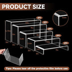 10 Pcs Acrylic Display Riser, 2 Sets 5 Sizes Large Acrylic Risers Display Stands, 0.15" Thick Clear Shelf Riser for Display Dessert Candy Figure Toys Perfume Jewelry Showcase