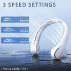 Portable Neck Fan, Bladeless Neck Fan, USB Rechargeable Personal Fan, 4000 mAh Battery Operated Fan, 3 Speeds Adjustable,Faster Cooling, Ultra Quiet, Suitable for Home, Office, Sports