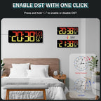 JoFomp 17.3" Large Digital Wall Clock, LED Digital Clock Large Display with Remote Control, Alarm Clock with Temp/DST/Dimmer/Humidity/Timer/Ambient Light - 12/24H, Alarm Wall Clock for Bedroom