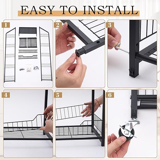 2 Set Retail Display Rack Shelf Cart with Wheels and Hook Heavy-Duty Metal Snack Potato Chip Display Organizer Concession Stand for Supermarket Grocery Store Home Black (5 Tier 15 Hooks)