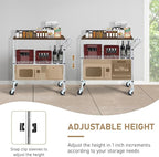 Rolling Kitchen Carts on Wheels With Storage,650Lbs Heavy Duty Metal Cart with Wheels,3 Tier Rolling Cart with Wooden Top,NSF Utility Cart with Handle for Food Cart Serving Carts,30.3"L*31.9"H*18.1"W