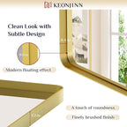 Keonjinn Gold Bathroom Mirror for Over Sink, 30" x 30" Brushed Brass Mirror, Large Rounded Rectangle Gold Vanity Mirror with Metal Frame, HD Tempered Glass Square Wall Mirror(Horizontal/Vertical)