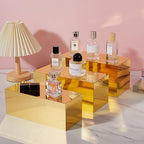 Acrylic Food Display Risers, Gold Risers Boxes 3Pcs Rectangular Display Stand Shelf Buffet Risers for Catering Dessert Buffet Table, Parties, Weddings, Collectibles Shoes Display(3pc)