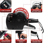 2 Pack 1 Line Price Gun, 0-9 Numbers Pricing Gun Handheld Price Tag Gun with 10,000 Blank White Price Labels Set,2 Ink Rollers, 1 Ink roll pre-Loaded for Grocery Store, Supermarket, Shopping Mall