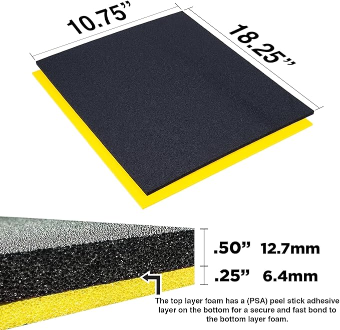 5S Tool Box Shadow Foam Organizers (2 Color) FITS Craftsman Model# 112225 TOP Box (10.75" x 18.125", Black Top/Yellow Bottom)…