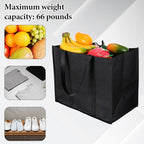 2 Pcs Foldable Reusable Grocery Bags With Reinforced Bottom & Handles, Heavy Duty Shopping Bags For Groceries, Black
