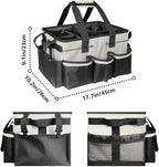Boczif Cleaning Caddy Bag Wearable, Cleaning Caddy Supplies Organizer with Handle, Shoulder Straps & Detachable Divide, Cleaning Tool Organizers Tote Bag for Cleaners & Housekeepers (White)