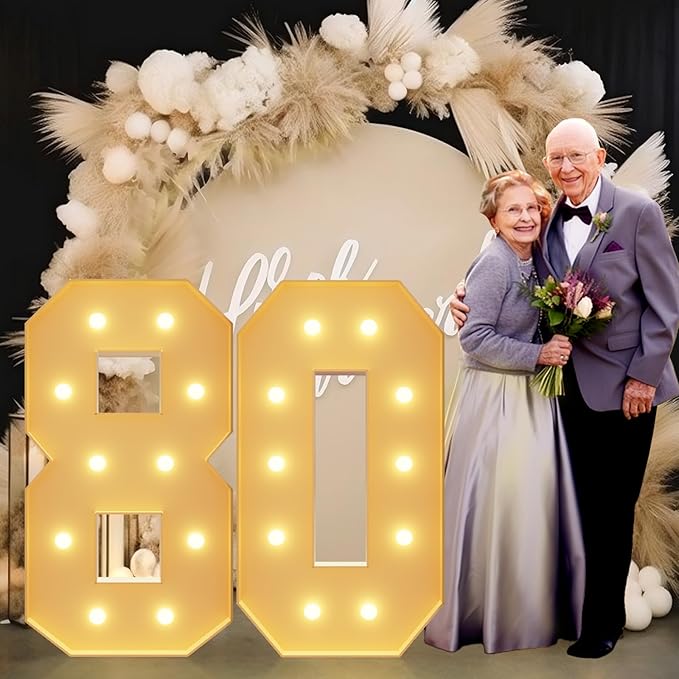 imprsv 4FT Light Up Numbers, Marquee Numbers 60th Birthday Decorations for Women Men, 60th Birthday Women Foam Board Anniversary Party Decorations Arch Kit (DIY)
