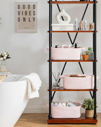 KALLAX Small Woven Basket, 14 x 10 x 5.6 Inches, Small Storage Baskets for Organizing, Gift Baskets Empty, Cute Rope Shelf Closet Storage Bins for Shelves, Dog Toy Basket, Light Pink