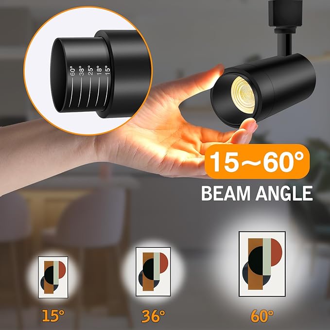 【2025 Upgraded】10 Color Zoomable Track Light Head Dimmable H Track Lighting Remote Control Bright Ceiling Spotlight Fixtures for Kitchen Dining Room 2700K-6500K 15°~60° CRI90 12W 1100lm Black 6 Pack