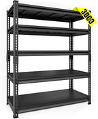48" W Garage Storage Shelves Heavy Duty, 3000LBS Loads Adjustable Garage Shelving, 5-Tier Metal Shelving Units and Storage Racks, Industrial Utility Shelf,48" Wx24 Dx78 H, Black
