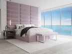 VANT Upholstered Bed Bench - Velvet Dusty Rose - Matte Black - Contemporary Modern, Bedroom Bench Seat, Hallway, or Entryway