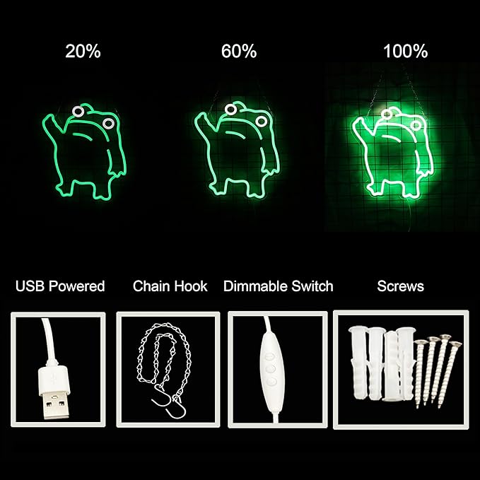 Frog Neon Sign for Room Wall Decor Neon Frog Light Up Sign Led Wall Art Holiday Birthday Gift