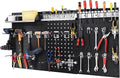 Goplus Garage Pegboard, Metal Pegboard Tool Organizer Kit with 3 Pegboards & 28 Pcs Hanging Accessories, Heavy Duty Pegboard Wall Organizer, Peg Board for Workshop, Tool Storage, Black
