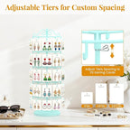 EsLuker.ly Earring Holder Organizer Rotating Display Tree Stand, Adjustable Height Earring Card Hanger Rack with 50 Hooks for Vendors Market Selling, 5 Tier Metal Jewelry Storage Tower,Blue