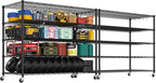 PrimeZone 5 Tier 80.7" Hx55.5 Wx24 D Wire Shelving with Wheels 3000lbs NSF Certified Storage Shelves Heavy Duty Metal Shelf Adjustable Rolling Rack Commercial Garage Restaurant Warehouse Kitchen 2Pcs
