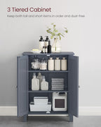 VASAGLE Floor Storage Cabinet, Freestanding Storage Unit with 2 Adjustable Shelves, for Bathroom Living Room Dining Kitchen, 11.8 x 23.6 x 31.5 Inches, Slate Gray UBCB60GY