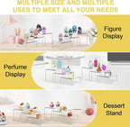 6 Pcs Acrylic Display Risers, 2 Sets Small Size Clear Shelf Riser, 0.15" Thick Acrylic Risers Display Stands, Clear Risers for Dessert, Cupcake, Candy, Figure Jewelry Showcase