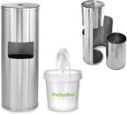 Alpine Stainless Steel Disinfecting Wipes Dispenser Floor Stand - Large Capacity Gym Wipes Dispenser with Trash Can, Smudge Resistant Coating Sanitizing Stand - Disinfectant Wipes Container Included