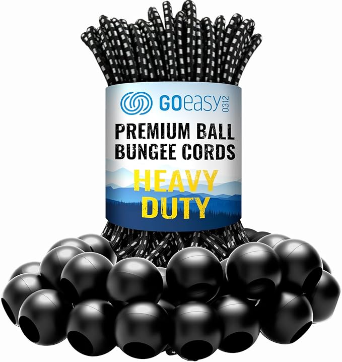 GOEASY0312 Ball Bungee Cords 6 Inch - 50 PCS Bungee Balls with Elastic String for Canopy, Tarp, Straps, Tent, Poles & Wires, for Outdoor & Indoor Activities | GOEASY0312