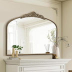 Micasso Large Antique Gold Mirror: 29"x 36" French Baroque Arched Mirror - Traditional Ornate Vintage Mirrors for Wall/Mantel/Entryway/Bathroom/Hallway - Home Decor for Living Room