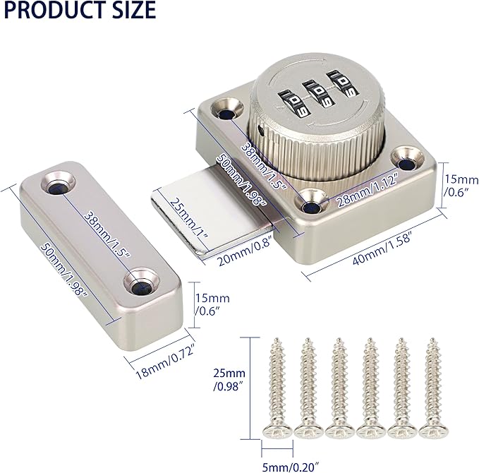 Alise Password Gate Latch Slide Bolt Latches Lock,Safety Double Sided Gate Hardware Locks,MSS002-S Silver