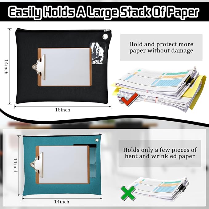 6 Pcs Interoffice Mailer Canvas Transit Sack Zipper Bag 18" x 14" Large Zipper Pouch with Grommet Interoffice Mail Bag (Black)