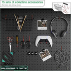 JWX DDB Gaming Pegboard Standing Shelf Units, Modular Pegboard and Shelf System with 15 Pieces Organizer Tool Holders
