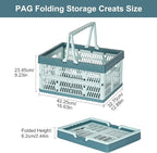 Heavy Duty Plastic Milk Crates for Storage, 2-Pack Stackable Storage Bins for Organizing, Collapsible Shopping Basket with Handle for Groceries, Suitable for Home Office School Store, Blue