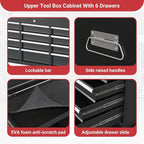 6-Drawer Tool Chest, Rolling Tool Storage Cabinet with Enhanced Packaging, Detachable Top Tool Box, Liners,Tray Divider, Metal Tool Cart for Workshop Garage, Black