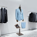 Male Clothing Display Racks, Height Adjustable Clothing Store Clothing Props with Stand and Solid Wood Arm, Male Mannequin Torso for Market Shop Window Display (Dark Grey)