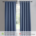 PONY DANCE Blackout Curtains for Bedroom 90 inches Long 2 Panels Set, Thermal Insulated Rod Pocket Black Out Window Drapes, Noise Reducing Window Treatment for Living Room(W52 x L90 inch, Blue Haze)