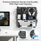 KDD Pegboard Combination Kit, Wall Mount Organization Peg Board with Mouse & Keyboard Holder, Pen Holder, Hooks, Headset & Controller Stand - Modular Hanging Organizer Accessories