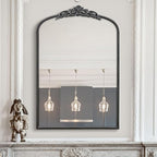 Micasso Vintage Wall Black Mirror: 24" x 36" French Baroque Antique Mirror - Traditional Ornate Decorative Arched Mirrors for Wall/Bathroom/Entryway/Fireplace/Hallway - Home Decor for Living Room