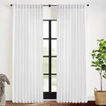 XTMYI White 90 Inch Length Back Tab/Hook Belt Linen Cotton Sheer Curtains for Bedroom 2 Panels,70 Inch Wide