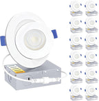 Ensenior 12 Pack 4 inch Gimbal Led Recessed Light with Junction Box, 90° Adjustable Directional Eyeball Lighting, Dimmable, 2700K/3000K/3500K/4000K/5000K, 900LM, 9W=85W-ETL&FCC Certified