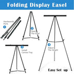Falling in Art Aluminum Flip Chart Display Easel Stand with Adjustable Floor for Boardroom, Whiteboard, Paper Pads, Signage, 63 1/2'' High, Black 4 PACK