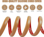 Floor Cord Cover Self Adhesive Cord Hider,10FT Cable Management, Extension Strip Protector for Wires, Prevent Cable Trips for Offices, Gyms, Exhibitions Cavity:0.3"(W) x 0.28"(H) Brown Wood