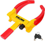 PR1ME Trailer Wheel Lock Clamp, Universal Wheel Clamp Lock, Adjustable Heavy-Duty Security Tires Anti-Theft Lock, for Trailers SUV Boats ATVs Motorcycles Golf Cart with 2 Keys (Yellow-red)