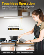 Pak 16 Inch Under Cabinet Lights, Hand Wave Sensor 83 LED Indoor Cabinet Lighting, USB Rechargeable Wireless Closet Light, Stepless Dimming Under Counter Light for Kitchen, Shelves, Bedroom, 2 Pack