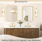 Keonjinn Gold Bathroom Mirrors for Wall 20 x 30 Inch Rounded Rectangle Gold Vanity Mirror, Brushed Brass Mirror with Metal Frame, HD Tempered Glass, Decorative Farmhouse Mirror(Horizontal/Vertical)