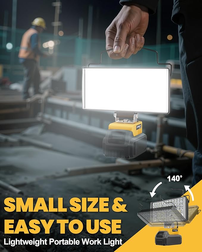 LIVOWALNY 100W LED Work Light Compatible with Dewalt Battery, 2PCS 10000LM Flashlight with USB A & USB C Output Port Low Voltage Protection, Portable Floodlight for Camping, Emergency, Outdoor Lights
