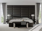 VANT Upholstered Bed Bench - Vintage Leather Grey Pewter - Brushed Nickel - Contemporary Modern, Bedroom Bench Seat, Hallway, or Entryway