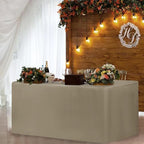 HolidayIdeas Fitted Taupe Table Covers - 96 x 30 Inch - 2 Pack Rectangle Tablecloths for 8 Foot Tables, Polyester Fabric Table Cloth for Parties, Holiday Dinner, Wedding, Trade Show